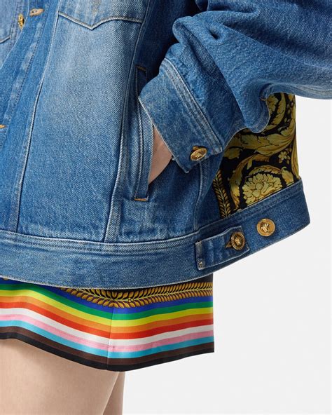 Pride Barocco Oversized Denim Jacket Blue 